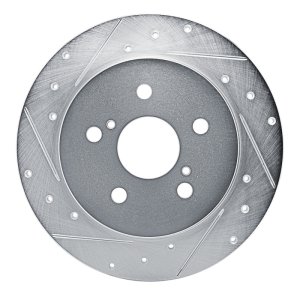 Toyota C-HR Brake Rotor (1) - Rear Left - R1 Concepts - Drilled & Slotted - Silver - `18-`22